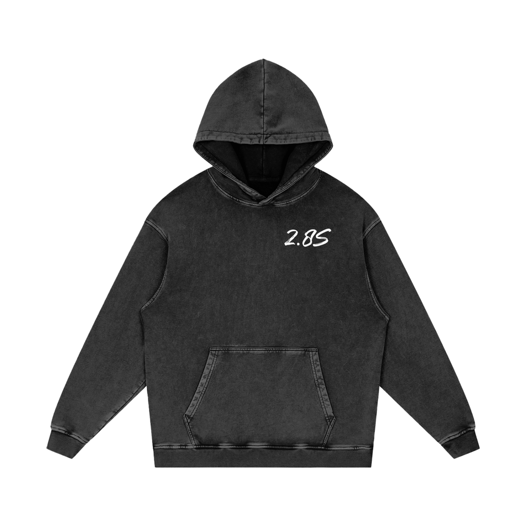 Snow Washed Loose Cotton Hoodie senna
