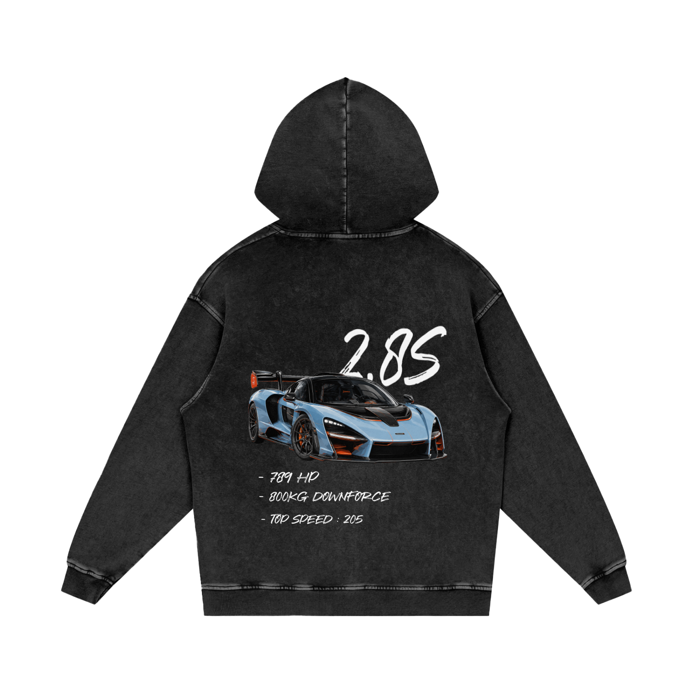 Snow Washed Loose Cotton Hoodie senna