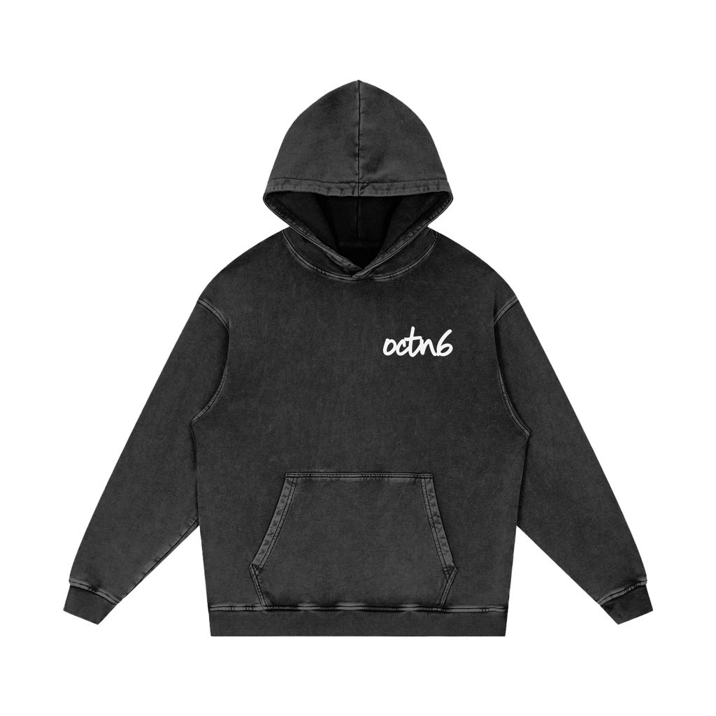 Snow Washed Loose Cotton Hoodie senna