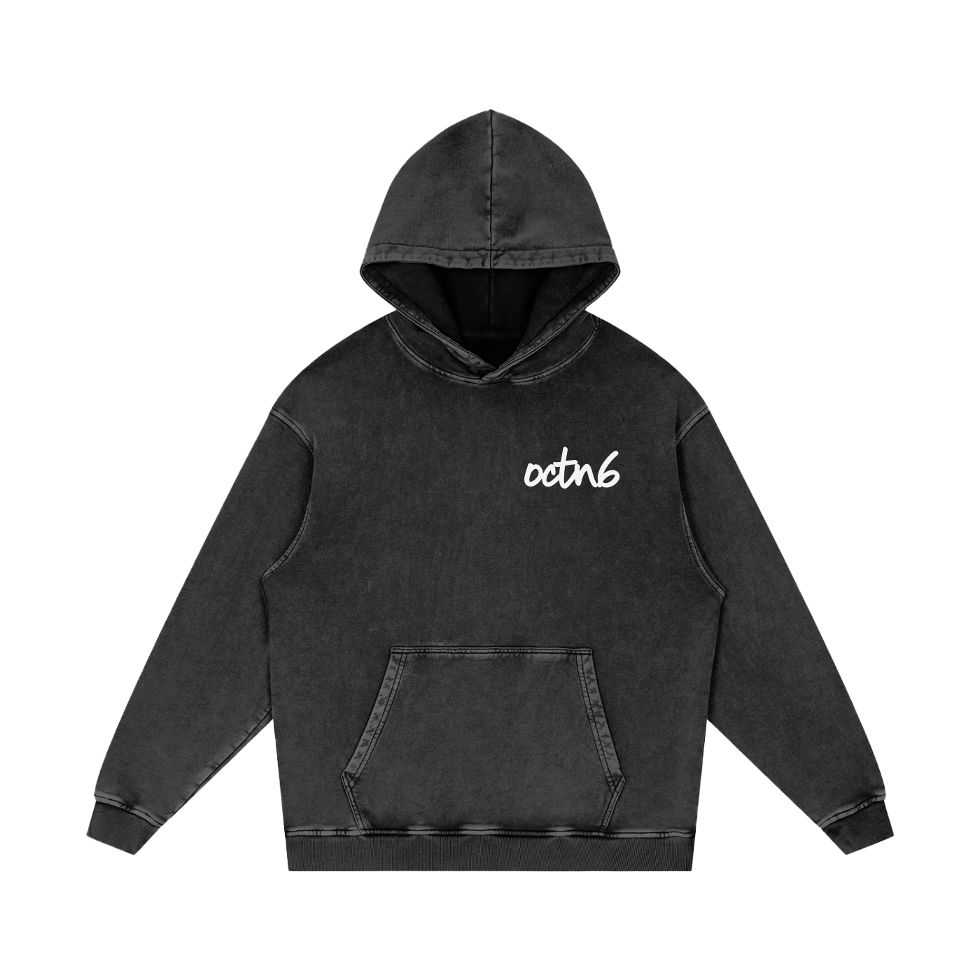 Snow Washed Loose Cotton Hoodie senna