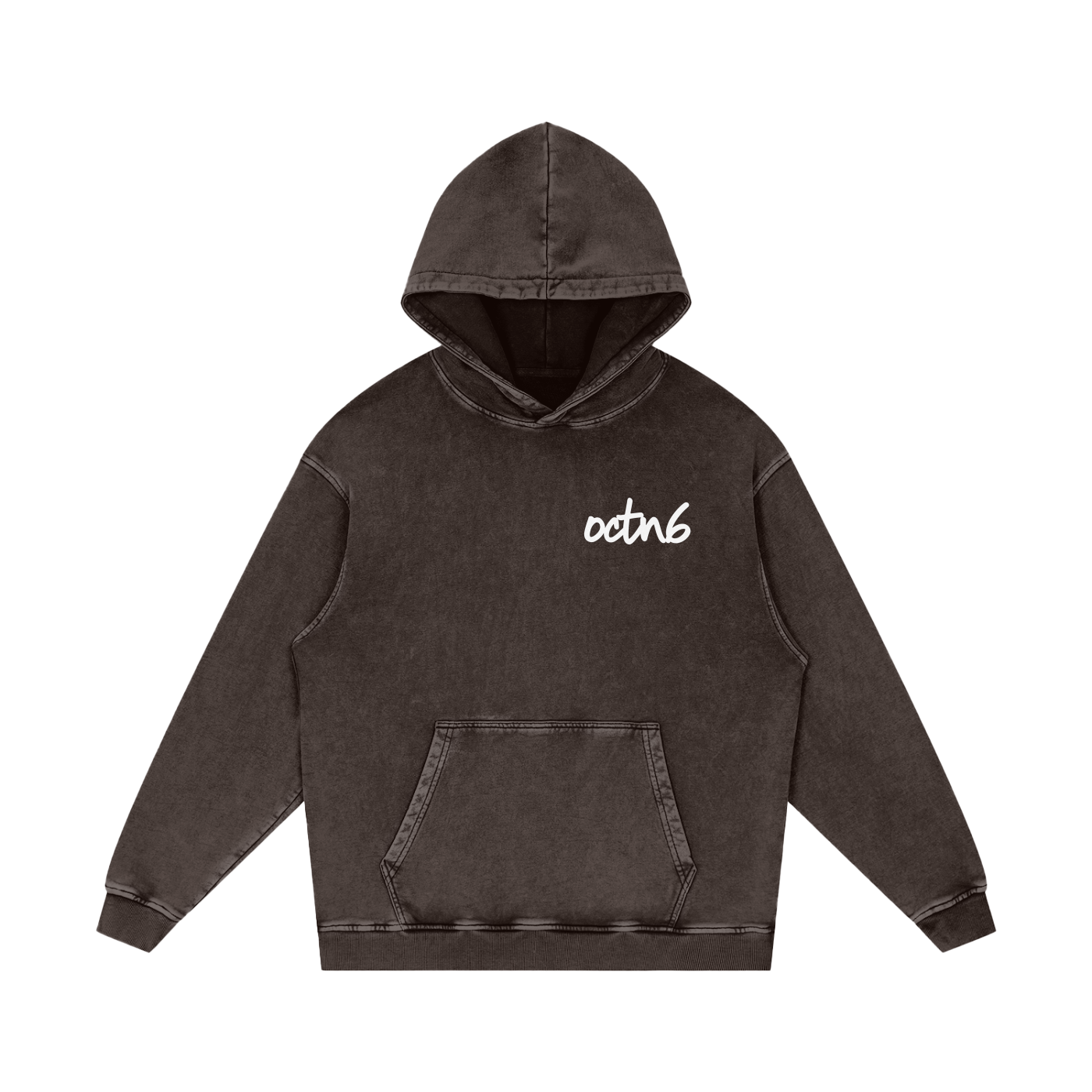 Snow Washed Loose Cotton Hoodie senna