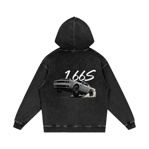 Snow Washed Loose Cotton Hoodie senna