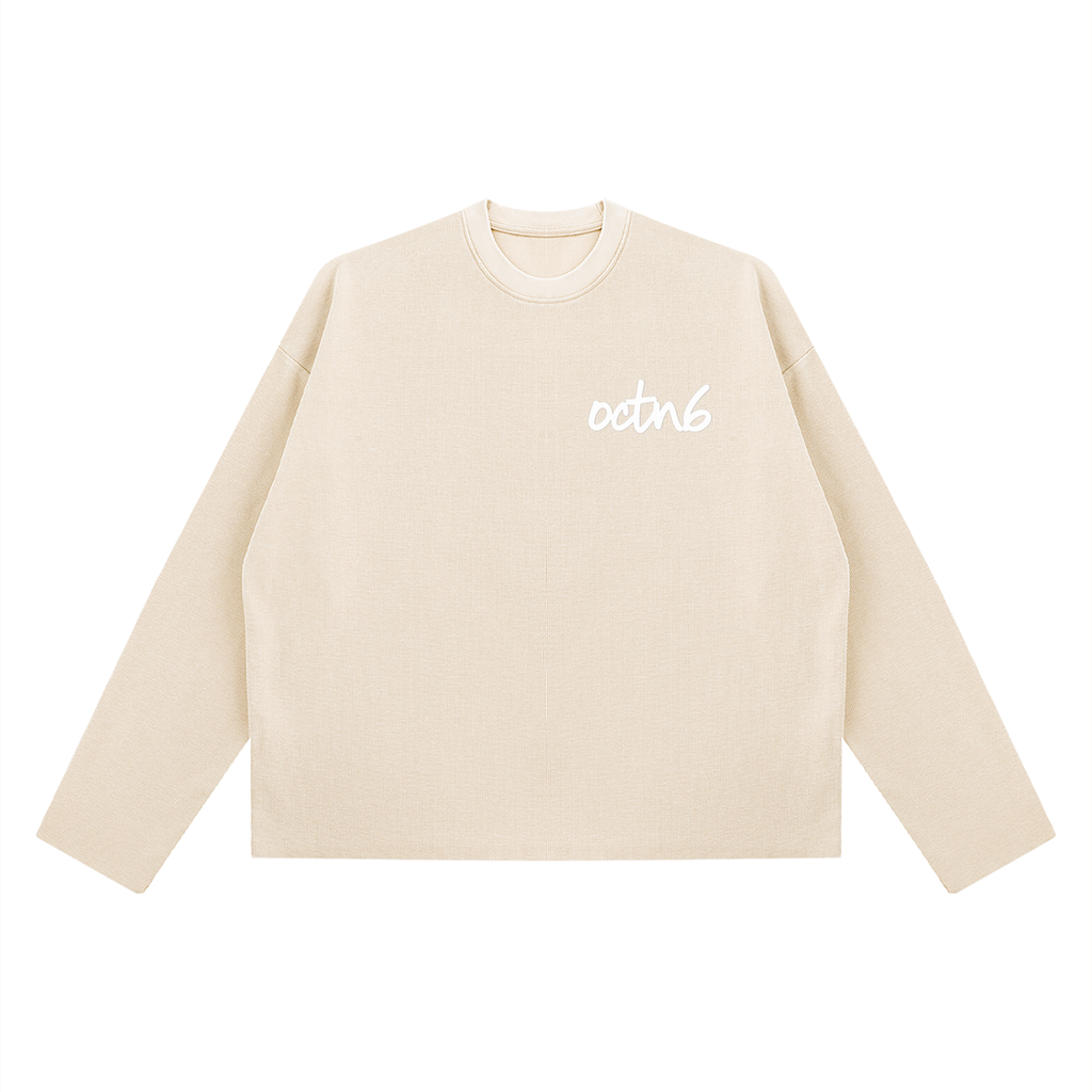 Unisex Vintage Wash Boxy  Waffle Raw Edge T-Shirt