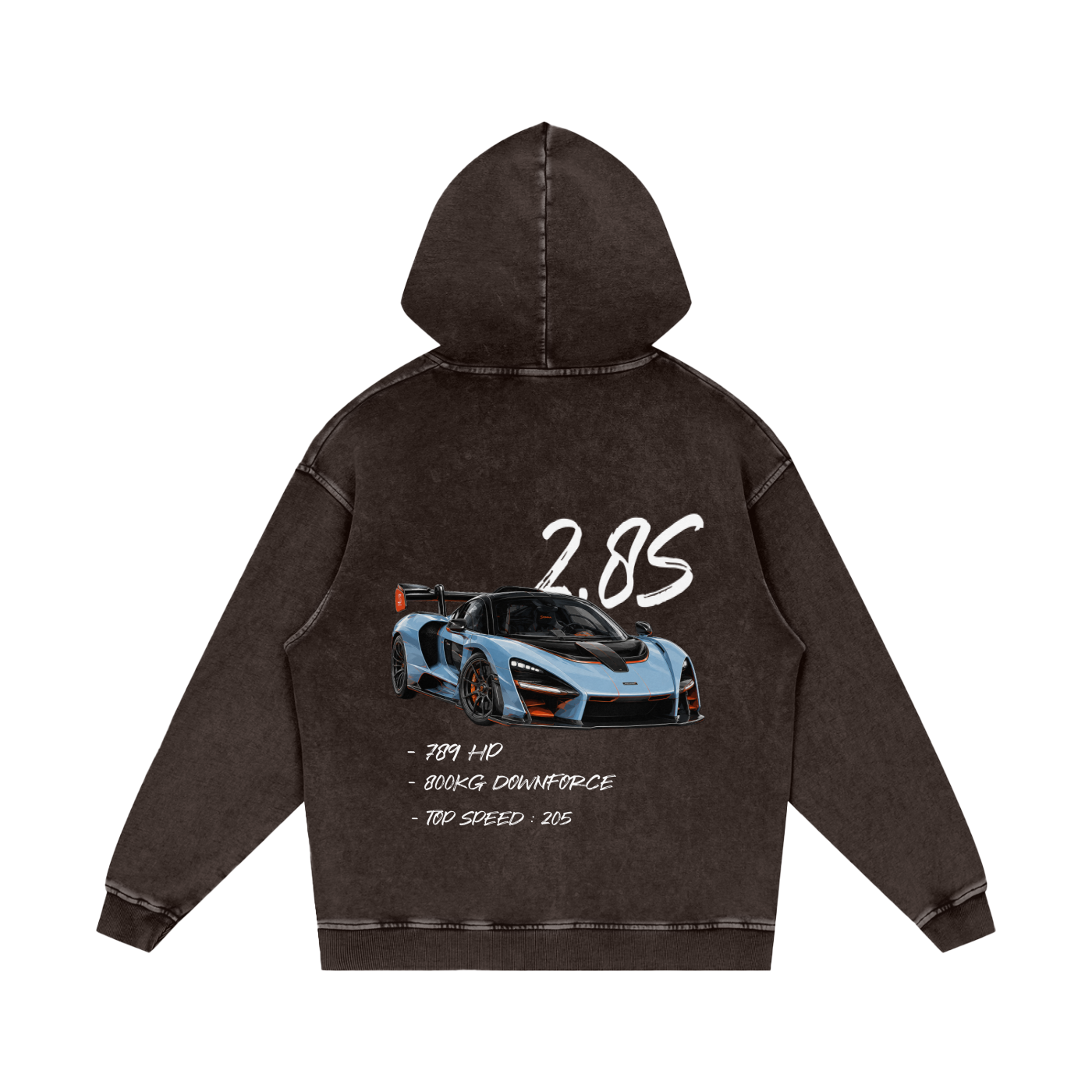 Snow Washed Loose Cotton Hoodie senna